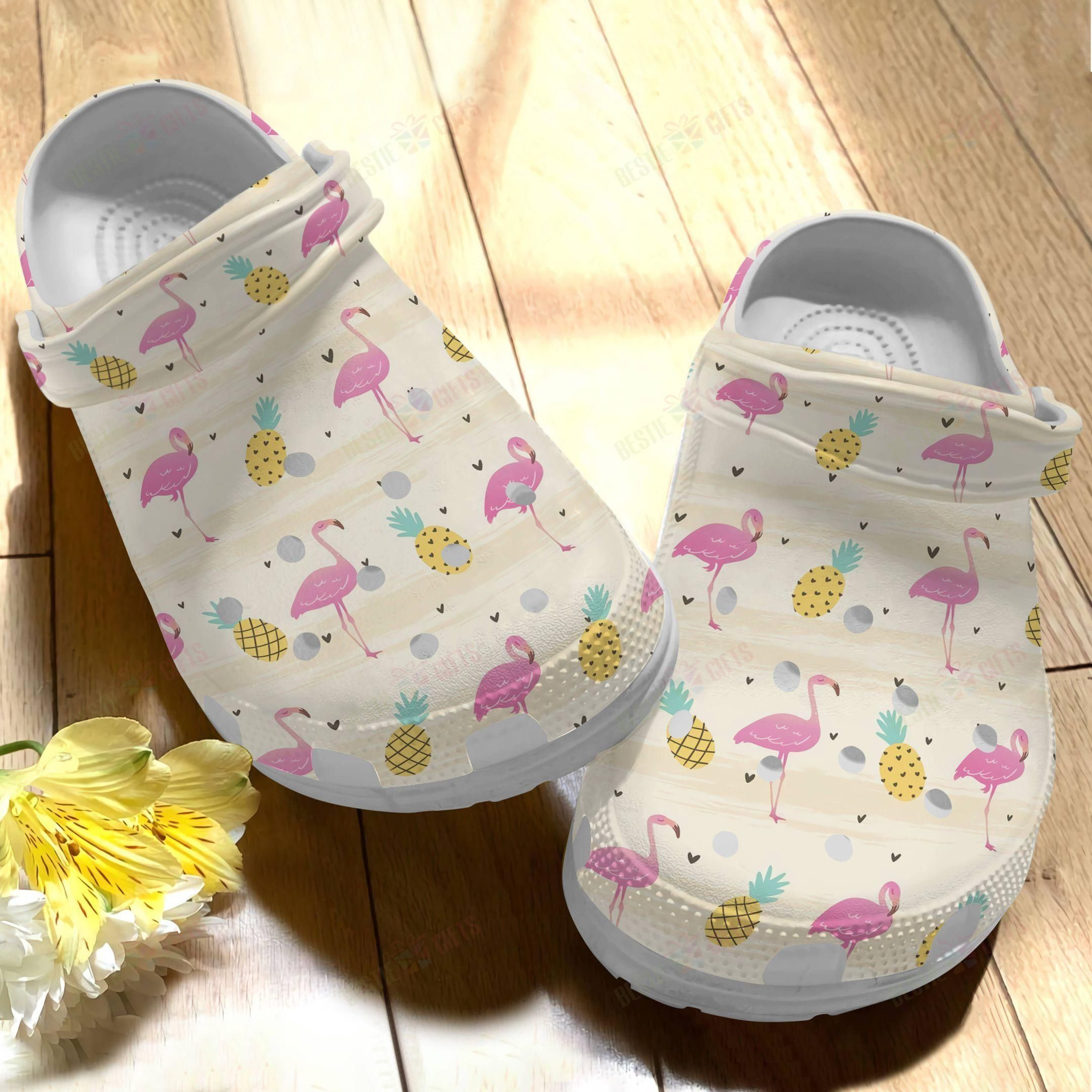 Cute Flamingo And Pineapple Crocs Crocband Clogs Shoes Comfortable For Men Women and Kids