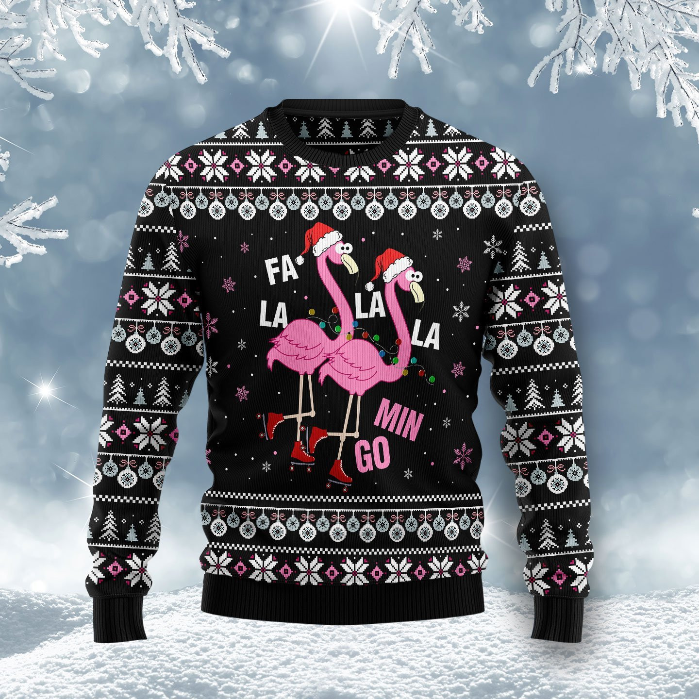 Cute Flamingo Ugly Christmas Sweater Adult 3D Funny Matching for family