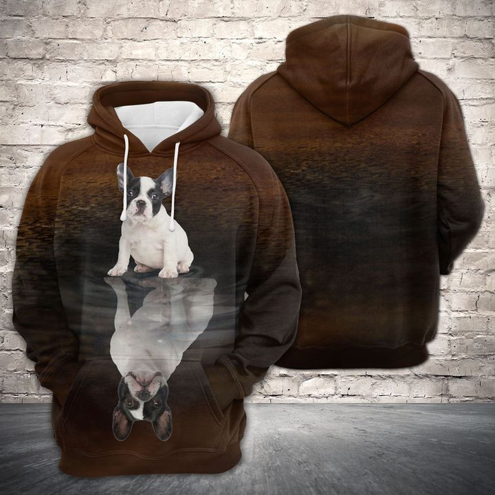 Cute French Bulldog Reflection 3D All Over Print Hoodie, Zip Hoodie