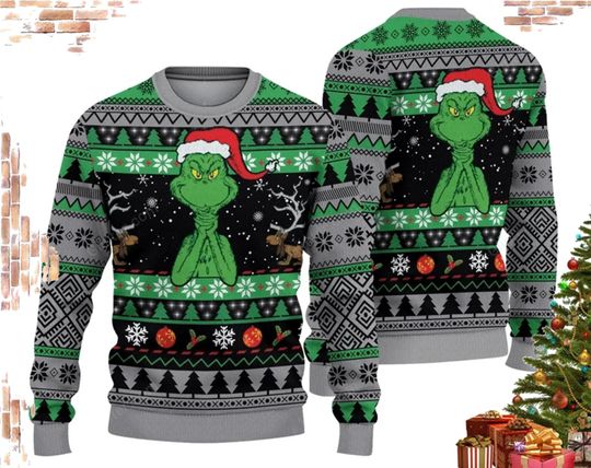 Cute funny character Santa Ugly Christmas Sweater, Cute funny character Ugly Sweatshirts - Image 5