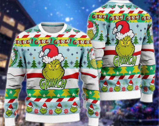 Cute funny character Santa Ugly Christmas Sweater, Cute funny character Ugly Sweatshirts - Image 4