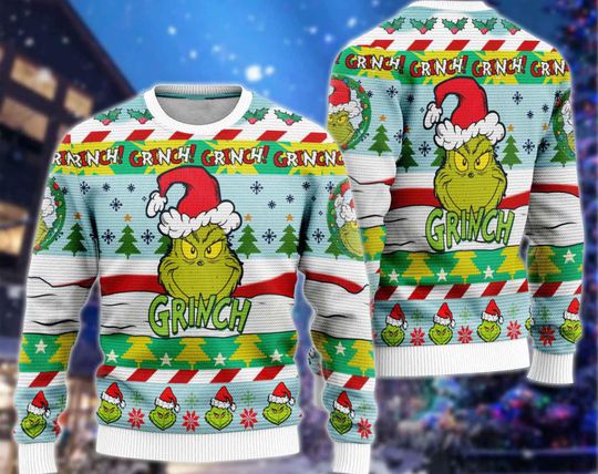 Cute funny character Santa Ugly Christmas Sweater, Cute funny character Ugly Sweatshirts - Image 5