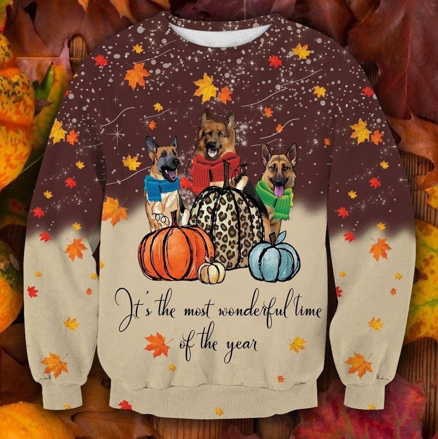 Cute German Shepherd Dog Thanksgiving Ugly Christmas Sweater Adult 3D Funny Matching for family