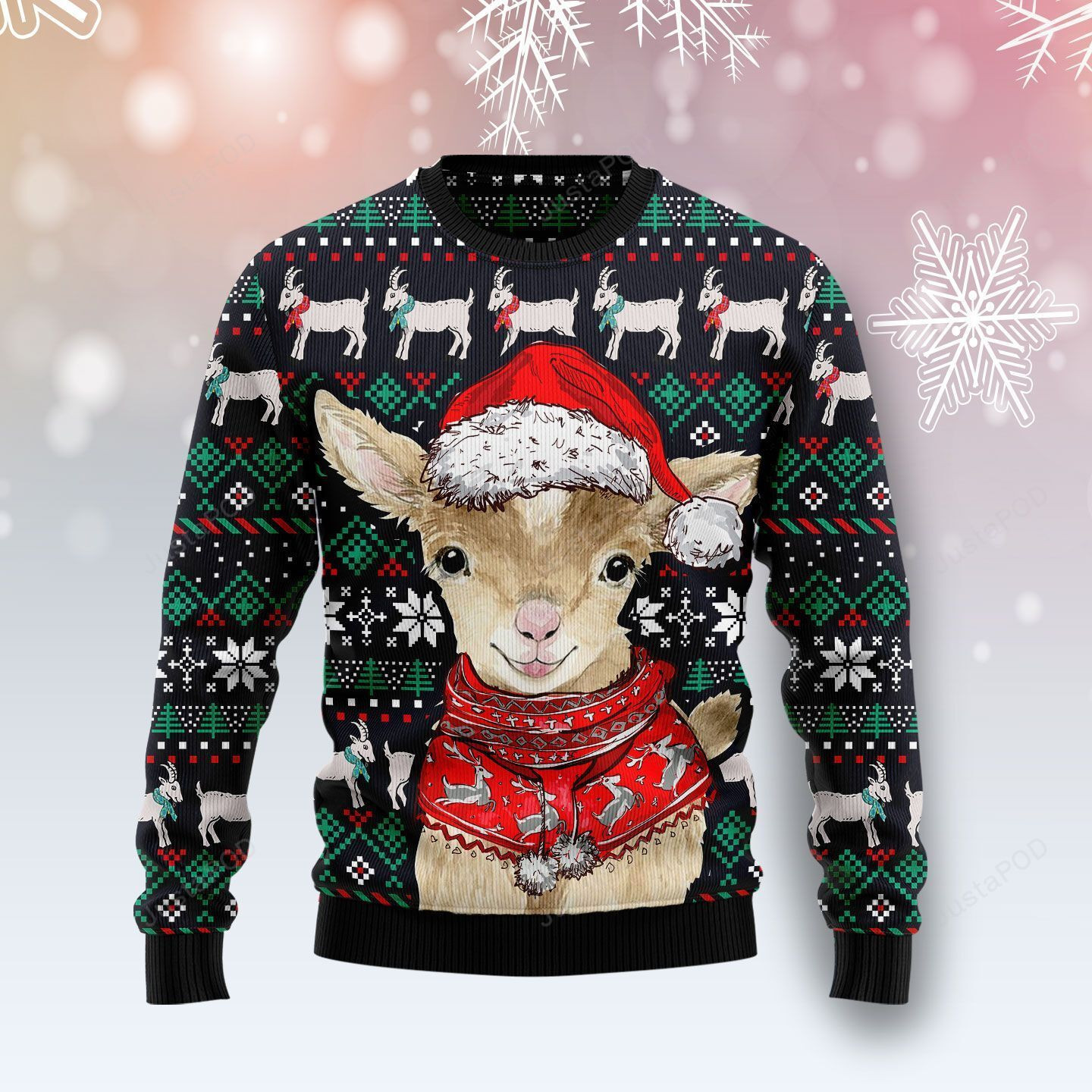 Cute Goat Ugly Christmas Sweater Adult 3D Funny Matching for family
