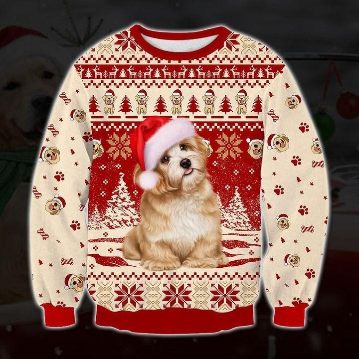 Cute Golden Retriever Dog Ugly Christmas Sweater Adult 3D Funny Matching for family