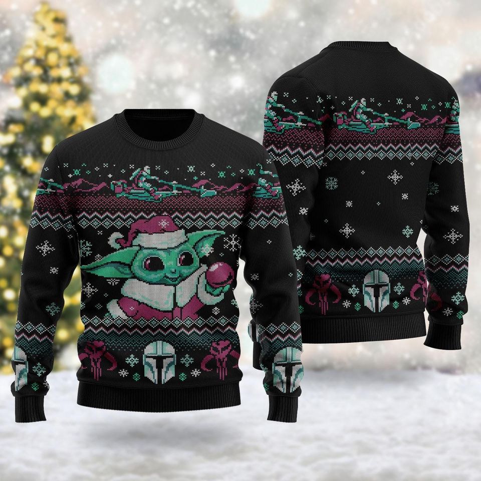 Cute Green Baby 3D Ugly Christmas Sweater, Galaxy Baby Xmas Sweatshirt