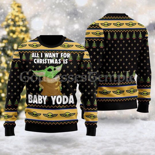 Cute Green Baby Ugly Christmas Sweater, All I Want for Xmas is Baby Sweatshirt - Image 4