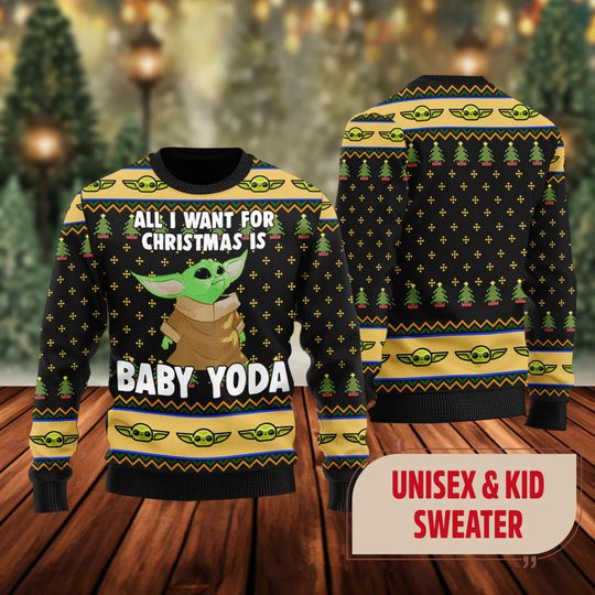 Cute Green Baby Ugly Christmas Sweater, All I Want For Xmas Is Baby Ugly Sweatshirt - Image 4