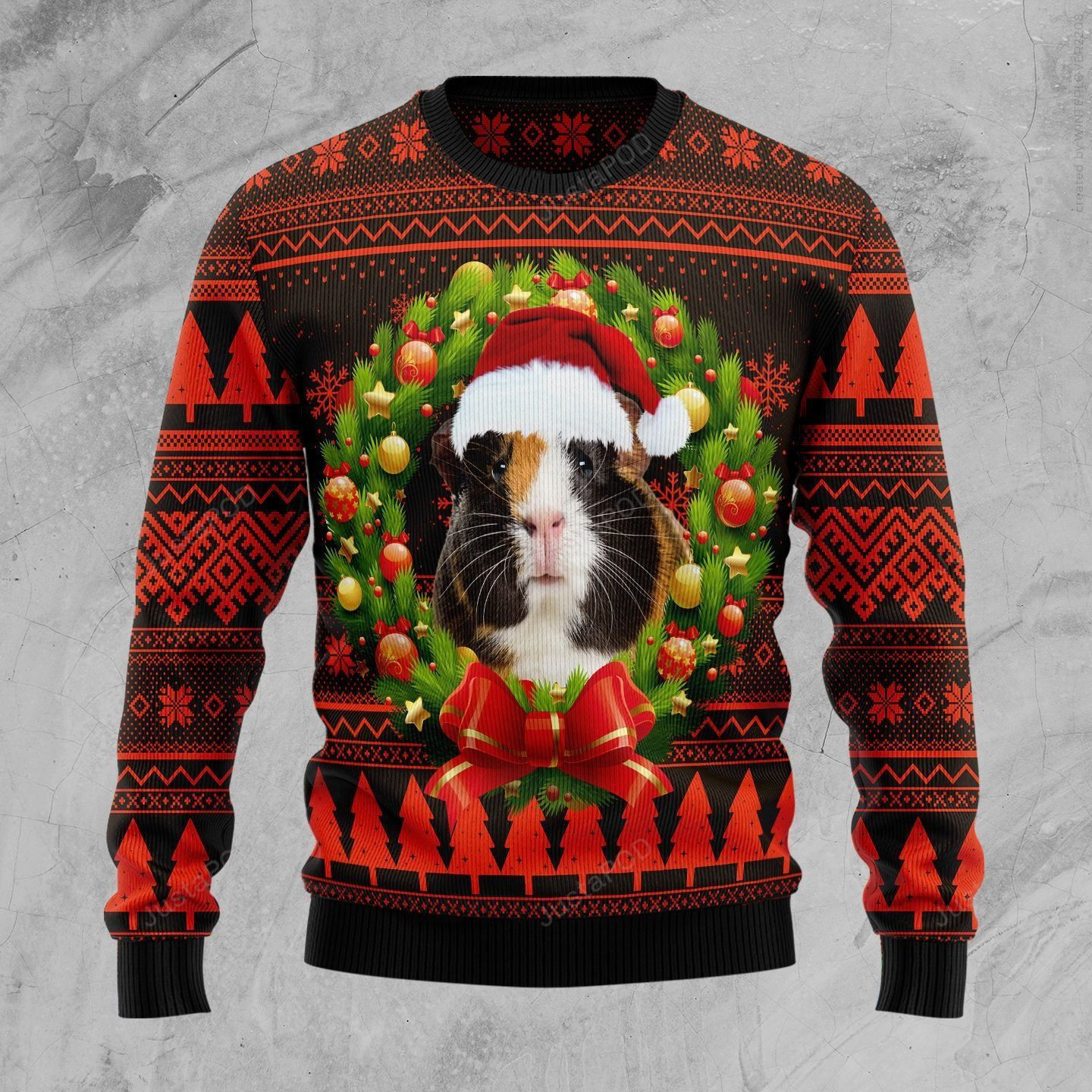 Cute Guinea Pig Ugly Christmas Sweater Adult 3D Funny Matching for family