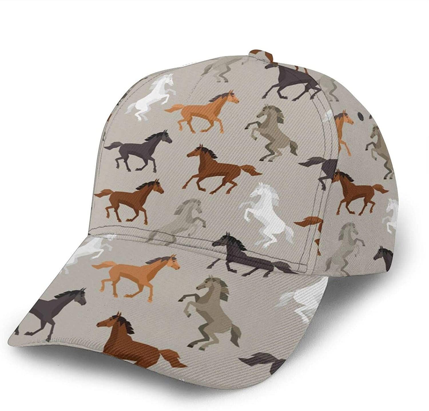 Cute Horse Print Casual Baseball Cap Adjustable Twill Sports Dad Hats For Unisex Trucker Hats Custom Hats Gifts For Men & Women