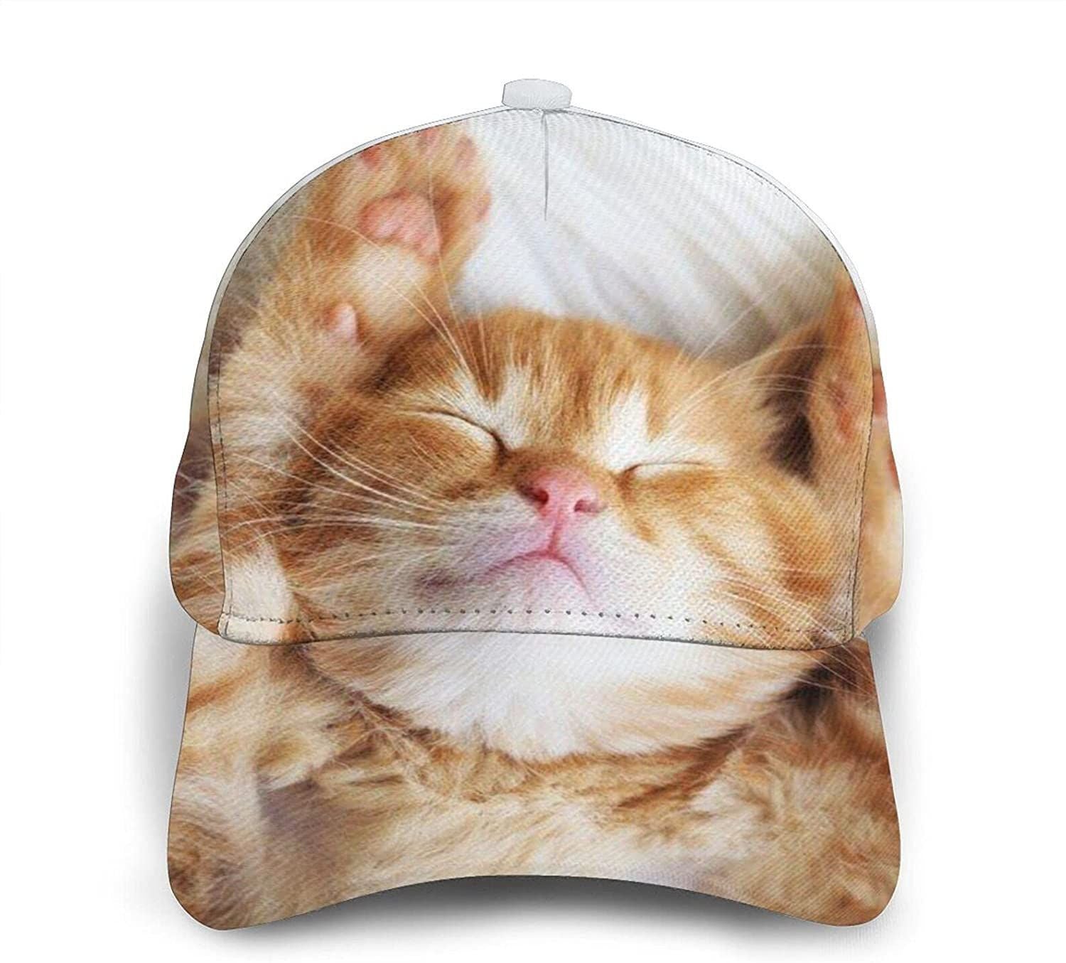 Cute Kitten Print Casual Baseball 3D Cap Adjustable Twill Sports Dad Hats For Unisex Trucker Hats Custom Hats Gifts For Men & Women