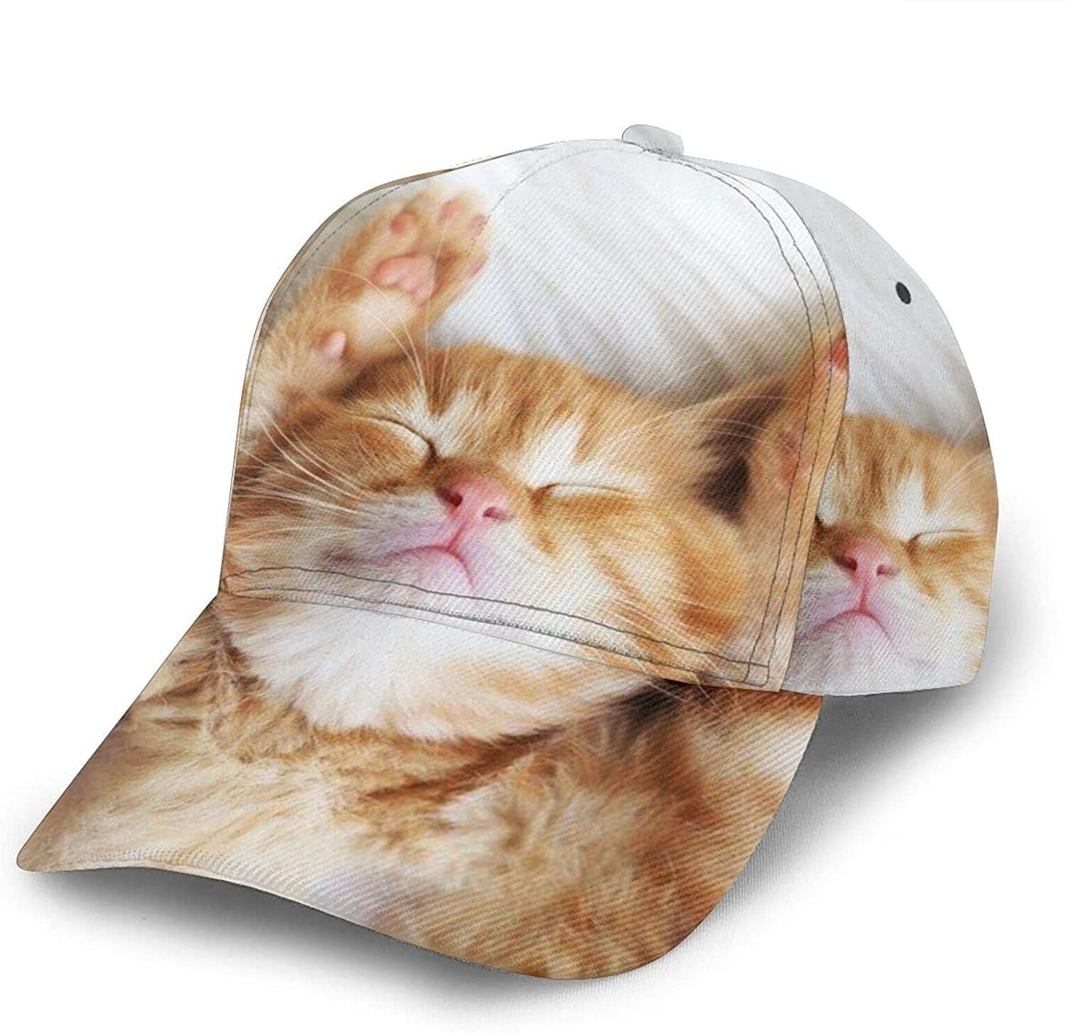 Cute Kitten Print Casual Baseball 3D Cap Adjustable Twill Sports Dad Hats For Unisex Trucker Hats Custom Hats Gifts For Men & Women