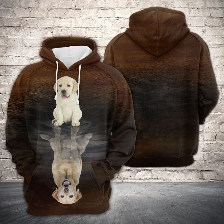 Cute Labrador Retriever Reflection 3D All Over Print Hoodie, Zip Hoodie