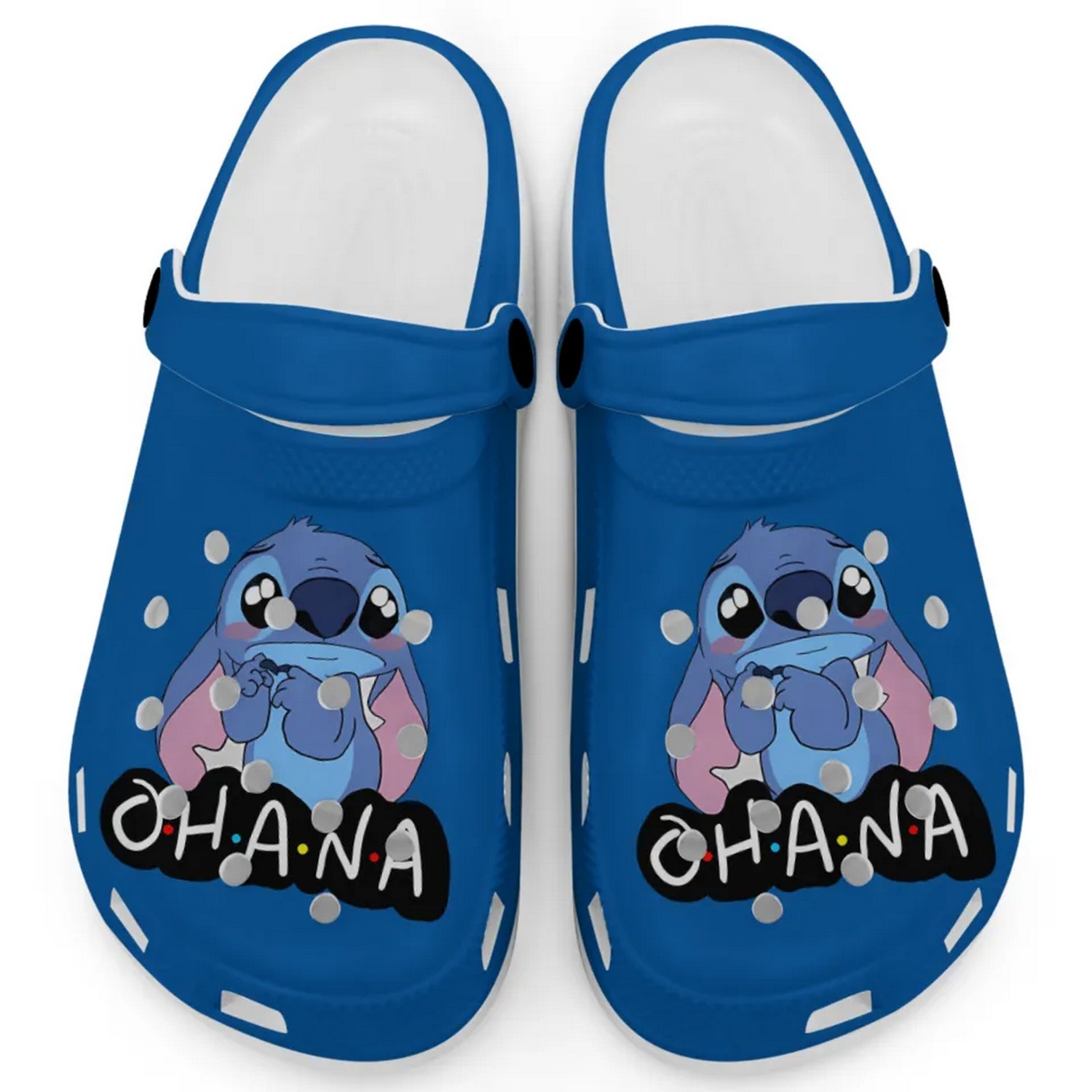 Cute Ohana Stitch Cartoon Blue Crocs Crocband Clogs Shoes Comfortable For Men Women and Kids