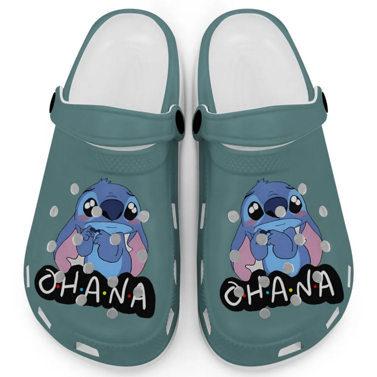 Cute Ohana Stitch Cartoon Blue Spruce Crocs Crocband Clogs Shoes Comfortable For Men Women and Kids