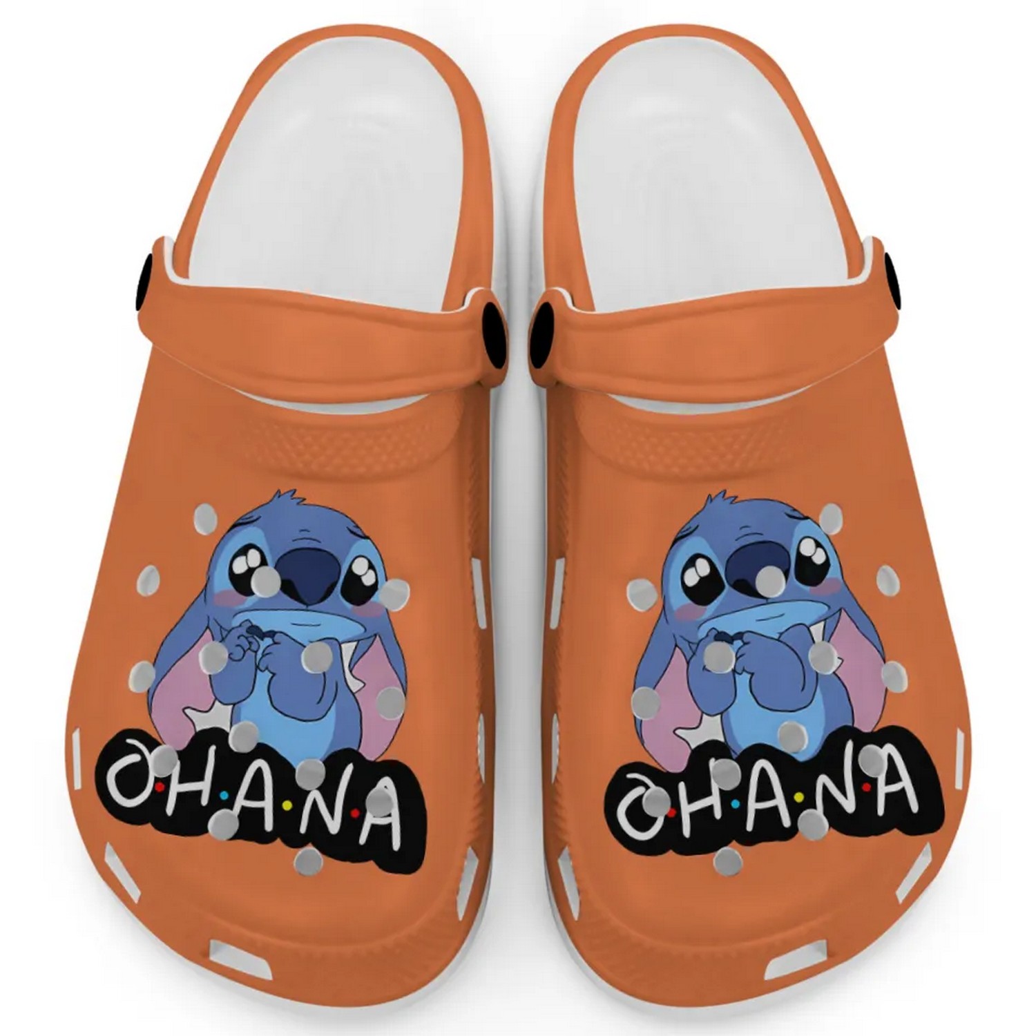 Cute Ohana Stitch Cartoon Burn Orange Crocs Crocband Clogs Shoes Comfortable For Men Women and Kids