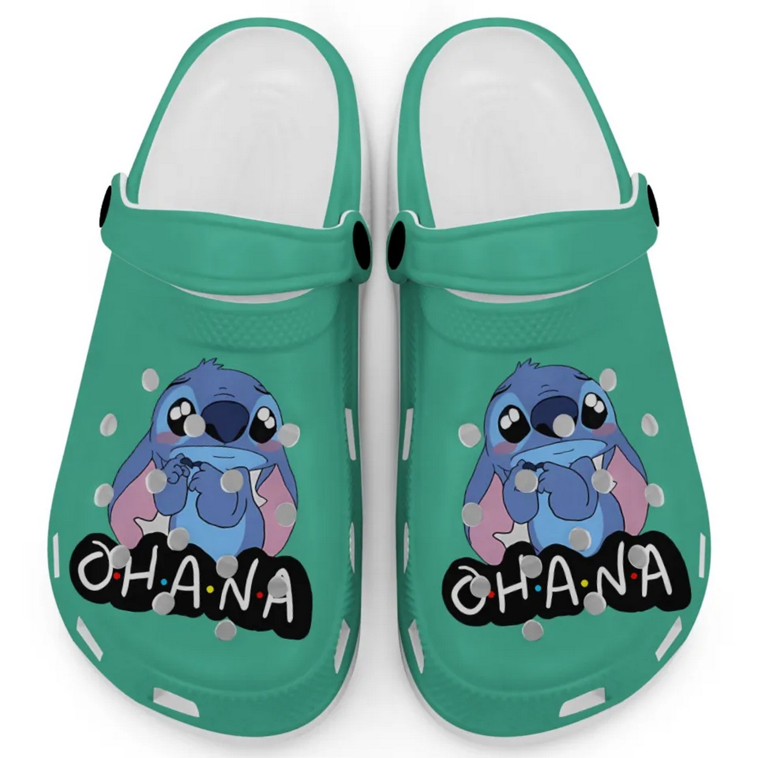 Cute Ohana Stitch Cartoon Charm Grass Crocs Crocband Clogs Shoes Comfortable For Men Women and Kids