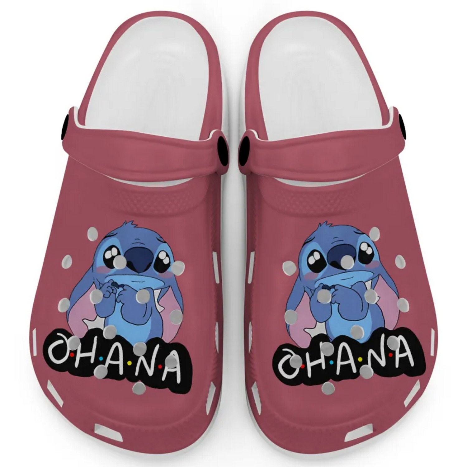 Cute Ohana Stitch Cartoon Crimsom Crocs Crocband Clogs Shoes Comfortable For Men Women and Kids