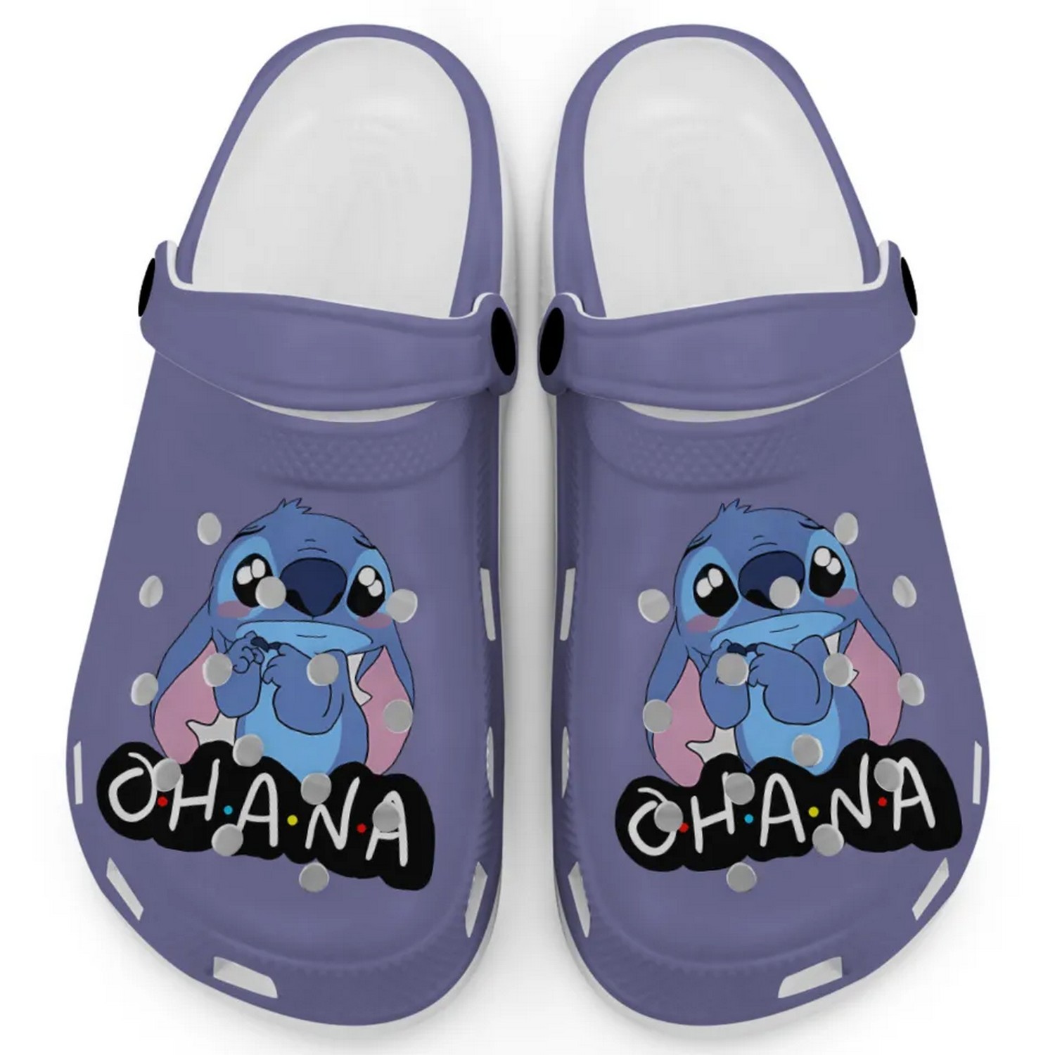 Cute Ohana Stitch Cartoon Grape Crocs Crocband Clogs Shoes Comfortable For Men Women and Kids