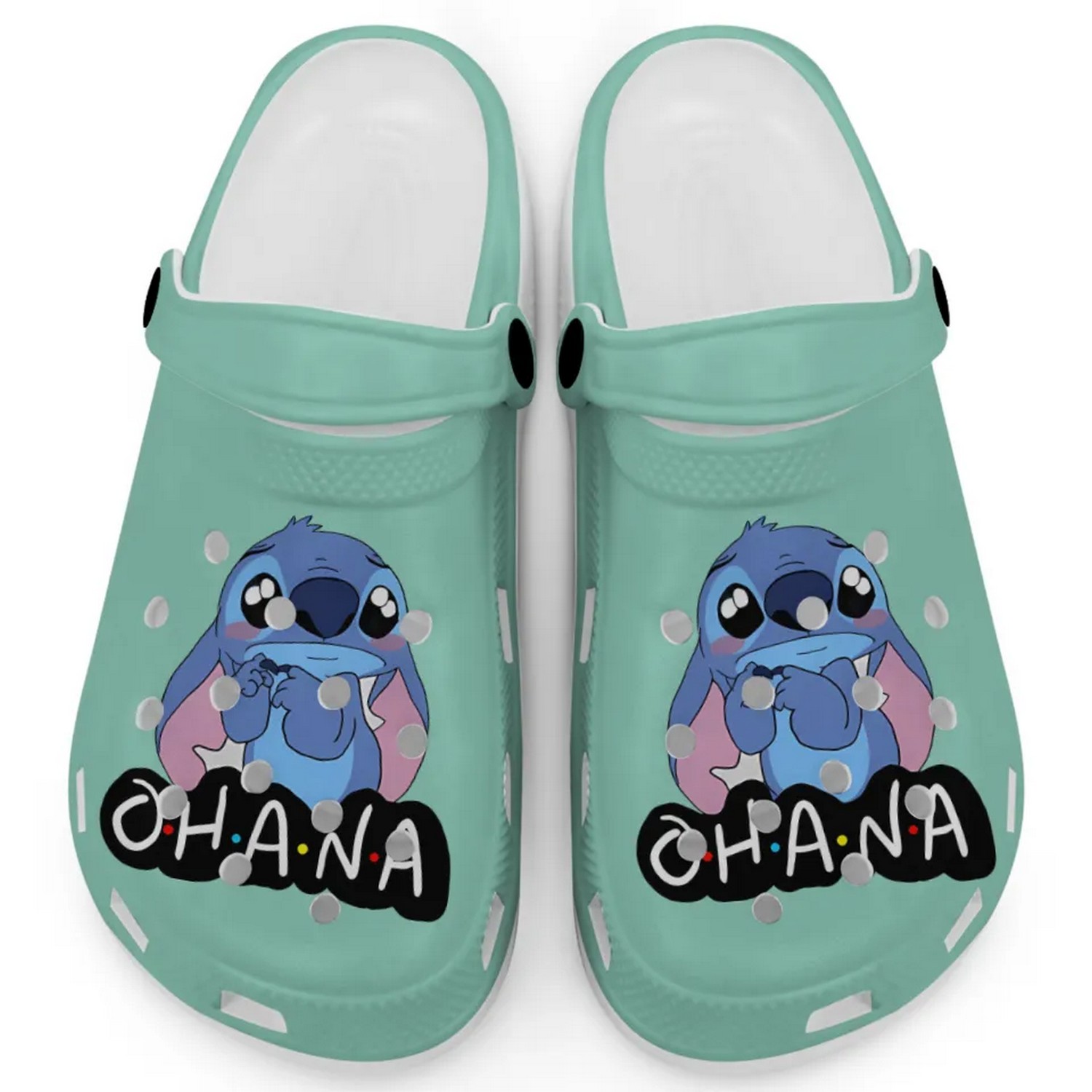 Cute Ohana Stitch Cartoon Island Reef Crocs Crocband Clogs Shoes Comfortable For Men Women and Kids