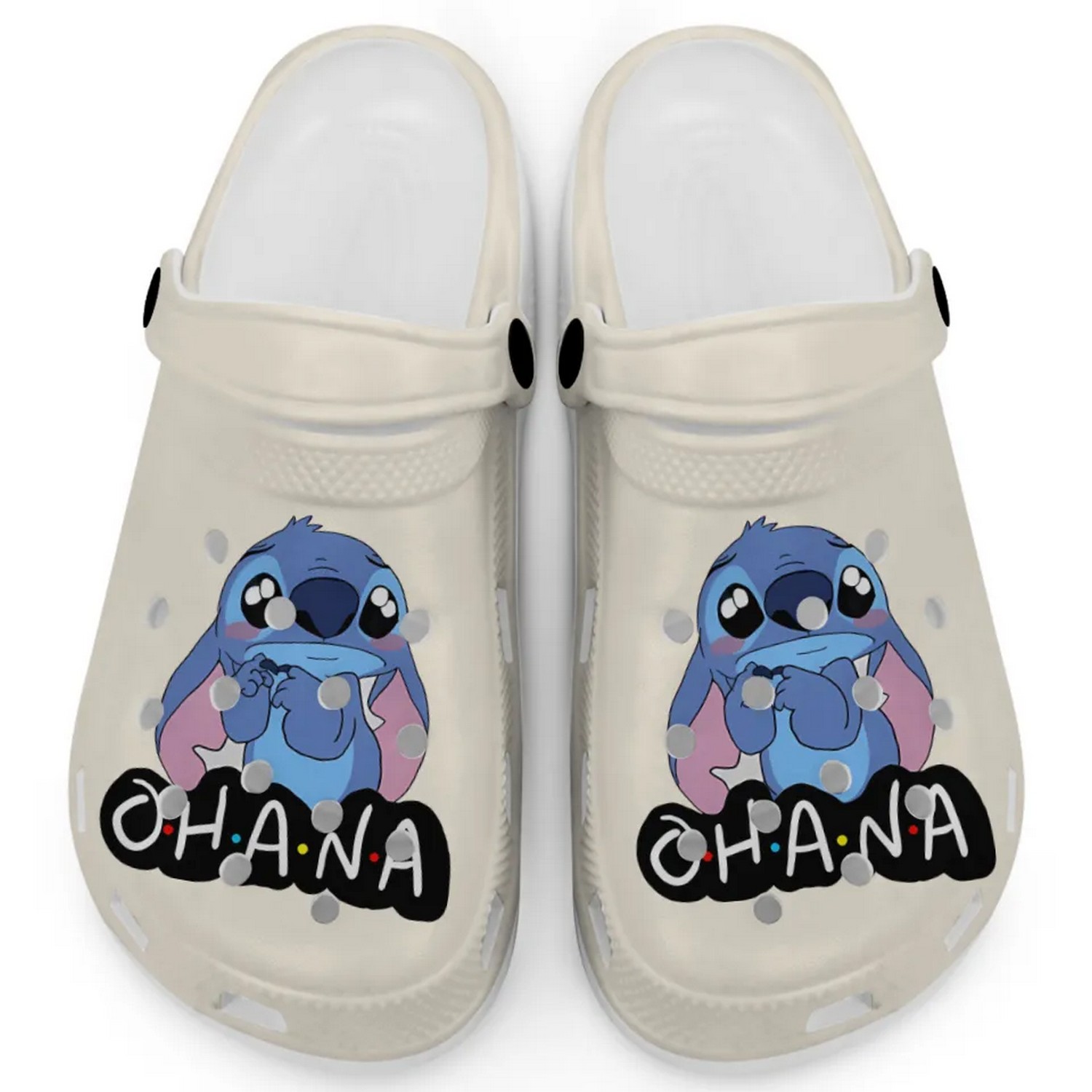 Cute Ohana Stitch Cartoon Ivory Crocs Crocband Clogs Shoes Comfortable For Men Women and Kids
