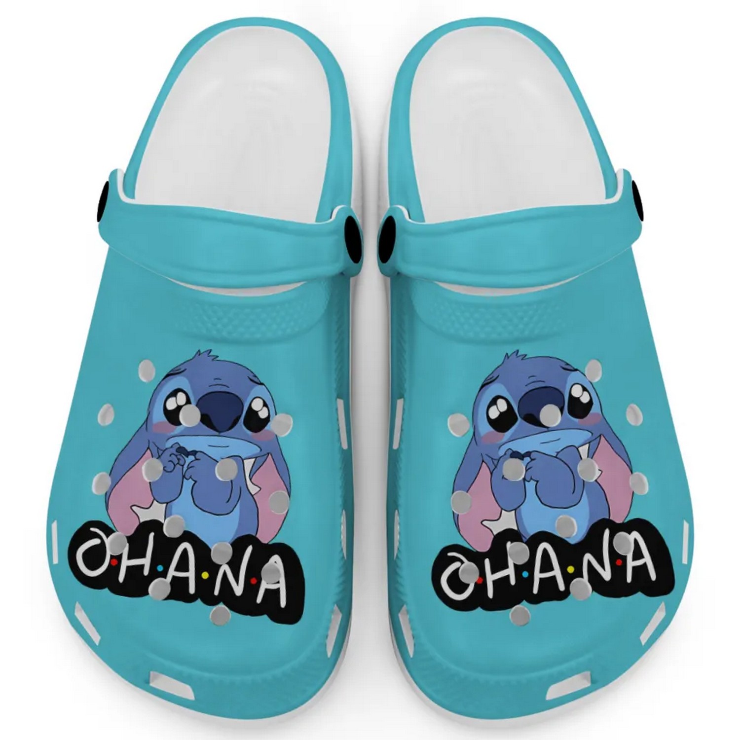Cute Ohana Stitch Cartoon Lagoon Blue Crocs Crocband Clogs Shoes Comfortable For Men Women and Kids