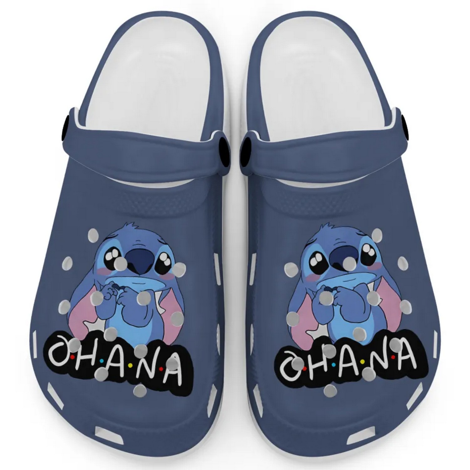 Cute Ohana Stitch Cartoon Midnight Crocs Crocband Clogs Shoes Comfortable For Men Women and Kids