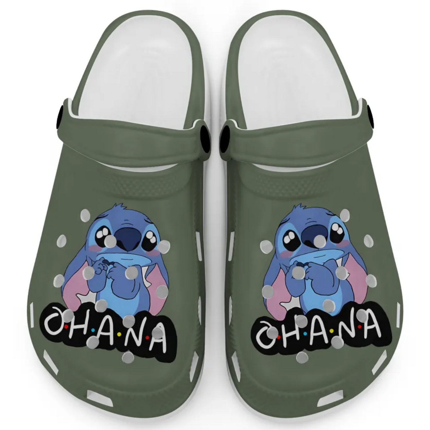 Cute Ohana Stitch Cartoon Moss Crocs Crocband Clogs Shoes Comfortable For Men Women and Kids