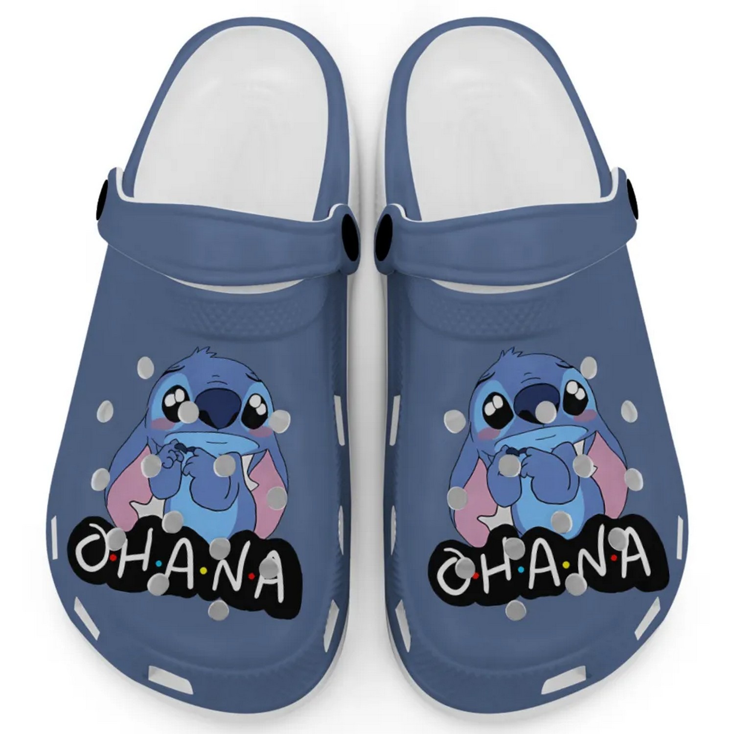 Cute Ohana Stitch Cartoon Mystic Blue Crocs Crocband Clogs Shoes Comfortable For Men Women and Kids