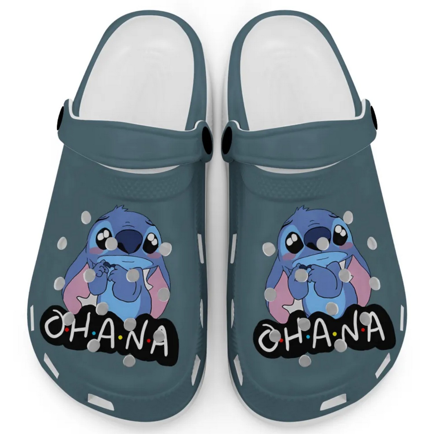 Cute Ohana Stitch Cartoon Mystic Ice Blue Crocs Crocband Clogs Shoes Comfortable For Men Women and Kids