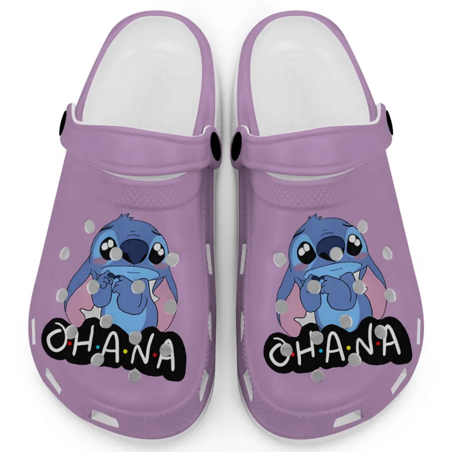 Cute Ohana Stitch Cartoon Mystic Orchid Crocs Crocband Clogs Shoes Comfortable For Men Women and Kids