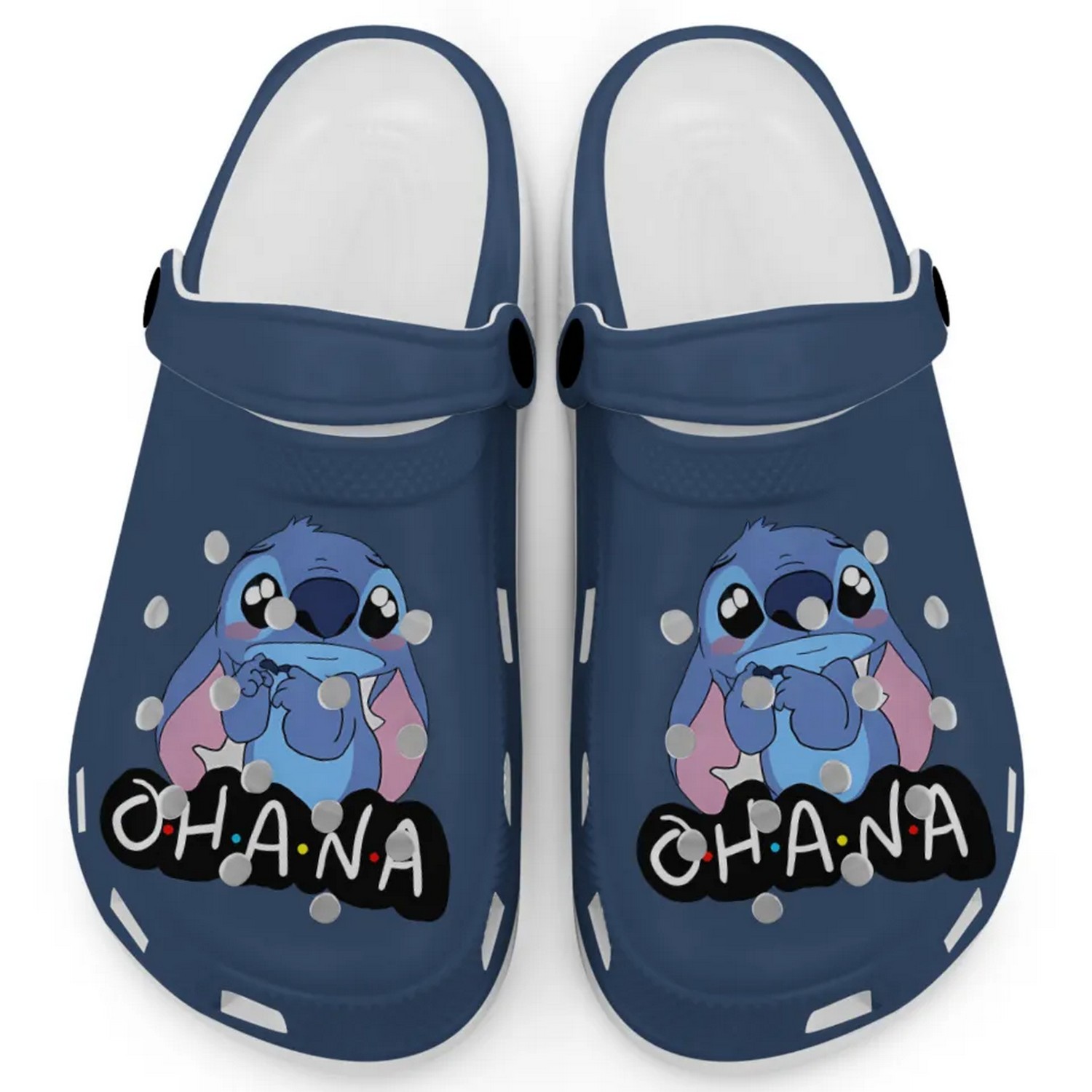 Cute Ohana Stitch Cartoon True Navy Crocs Crocband Clogs Shoes Comfortable For Men Women and Kids