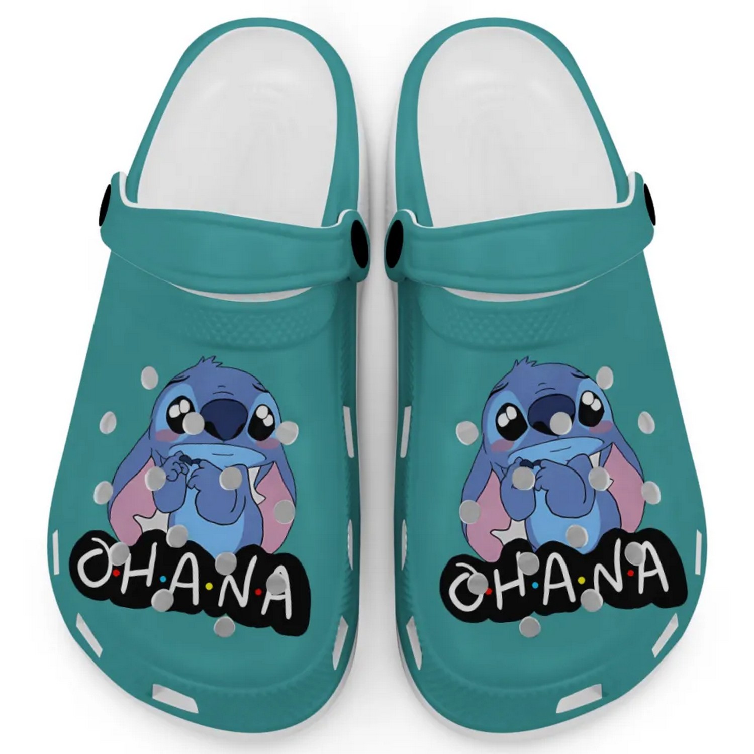 Cute Ohana Stitch Cartoon True Seafoam Crocs Crocband Clogs Shoes Comfortable For Men Women and Kids