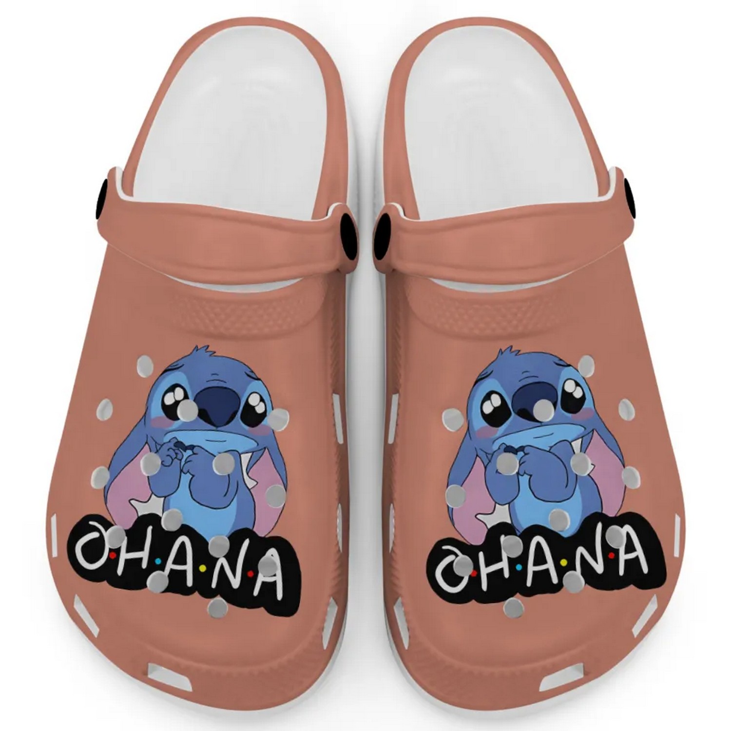 Cute Ohana Stitch Cartoon True Terracotta Crocs Crocband Clogs Shoes Comfortable For Men Women and Kids