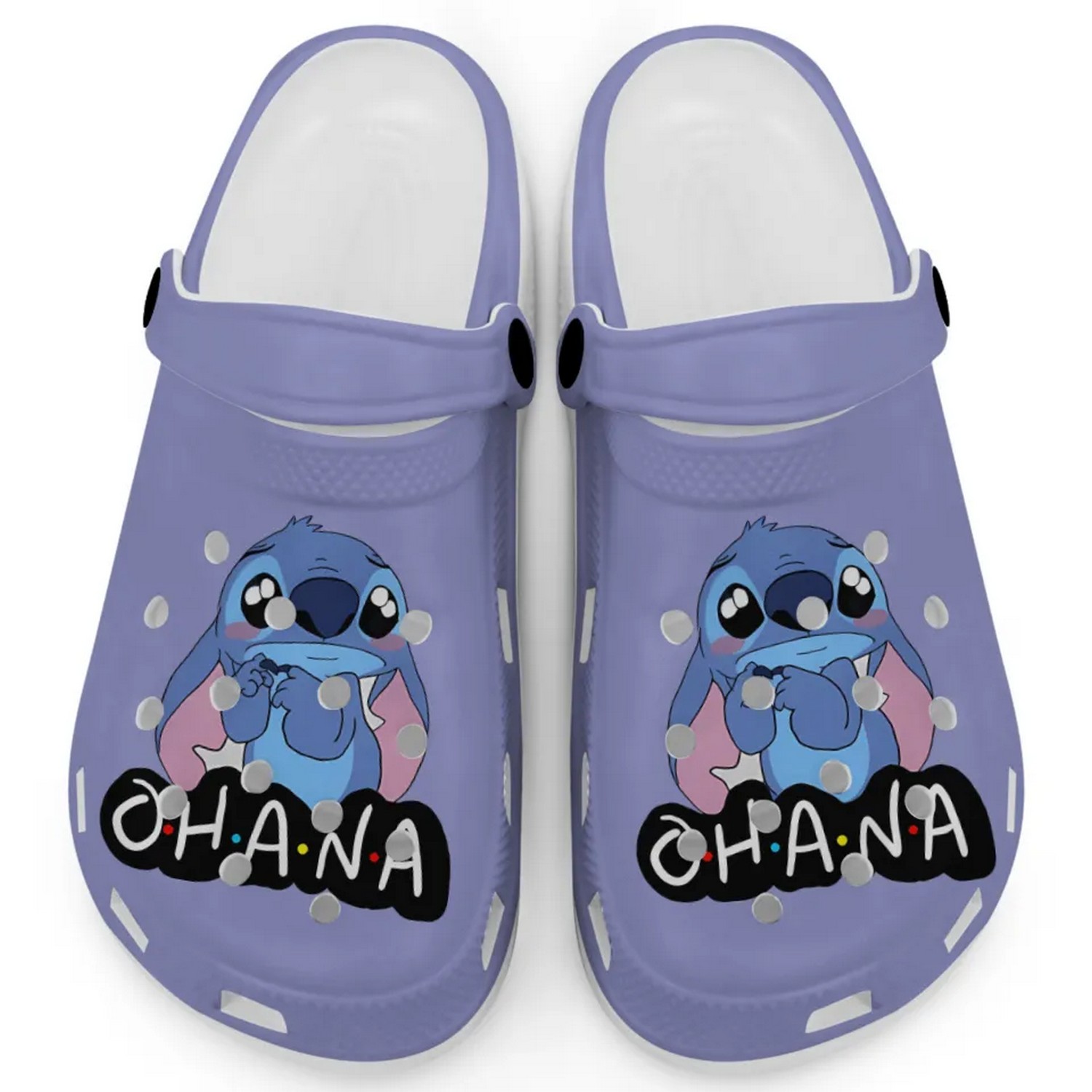 Cute Ohana Stitch Cartoon Violet Crocs Crocband Clogs Shoes Comfortable For Men Women and Kids