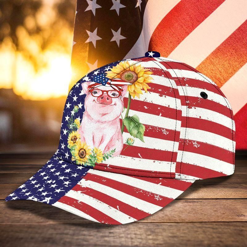 Cute Pig American Flag Classic Cap Baseball Cap Trucker Hats Custom Hats Gifts For Men & Women