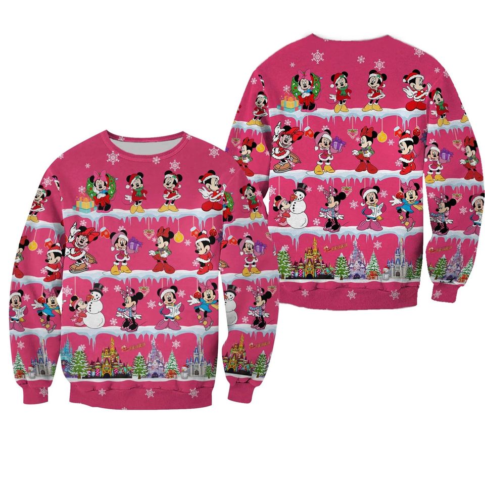 Cute Pink Mouse Ugly Christmas Sweater, Mouse Lady Xmas Sweatshirt