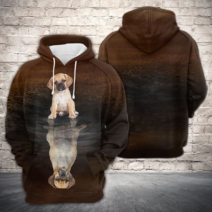 Cute Puggle Reflection Dog 3D All Over Print Hoodie, Zip Hoodie