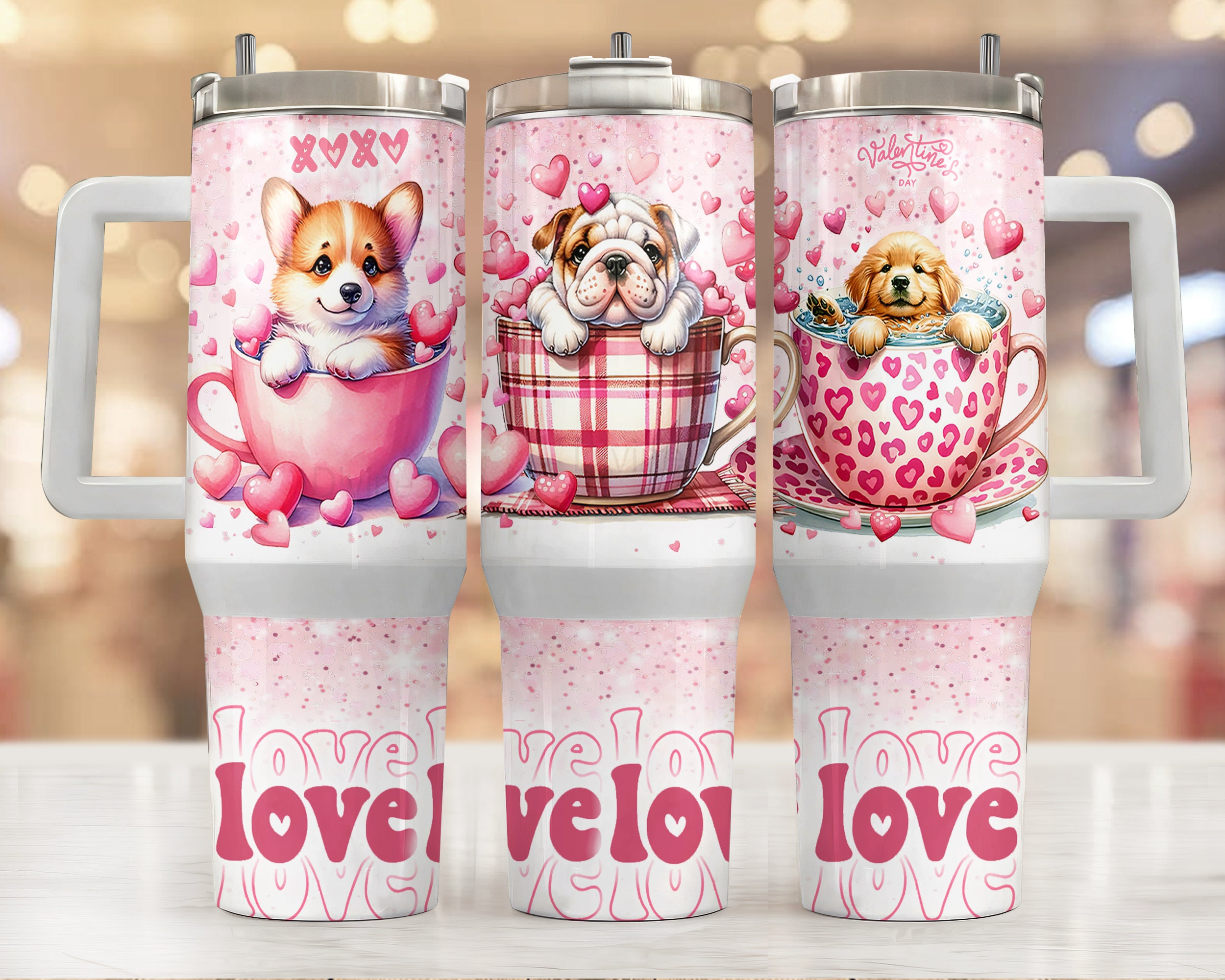 Cute puppies Valentine Gifts Custom Stanley Cup 40 oz 30 oz Tumbler With HandleTVC2301955