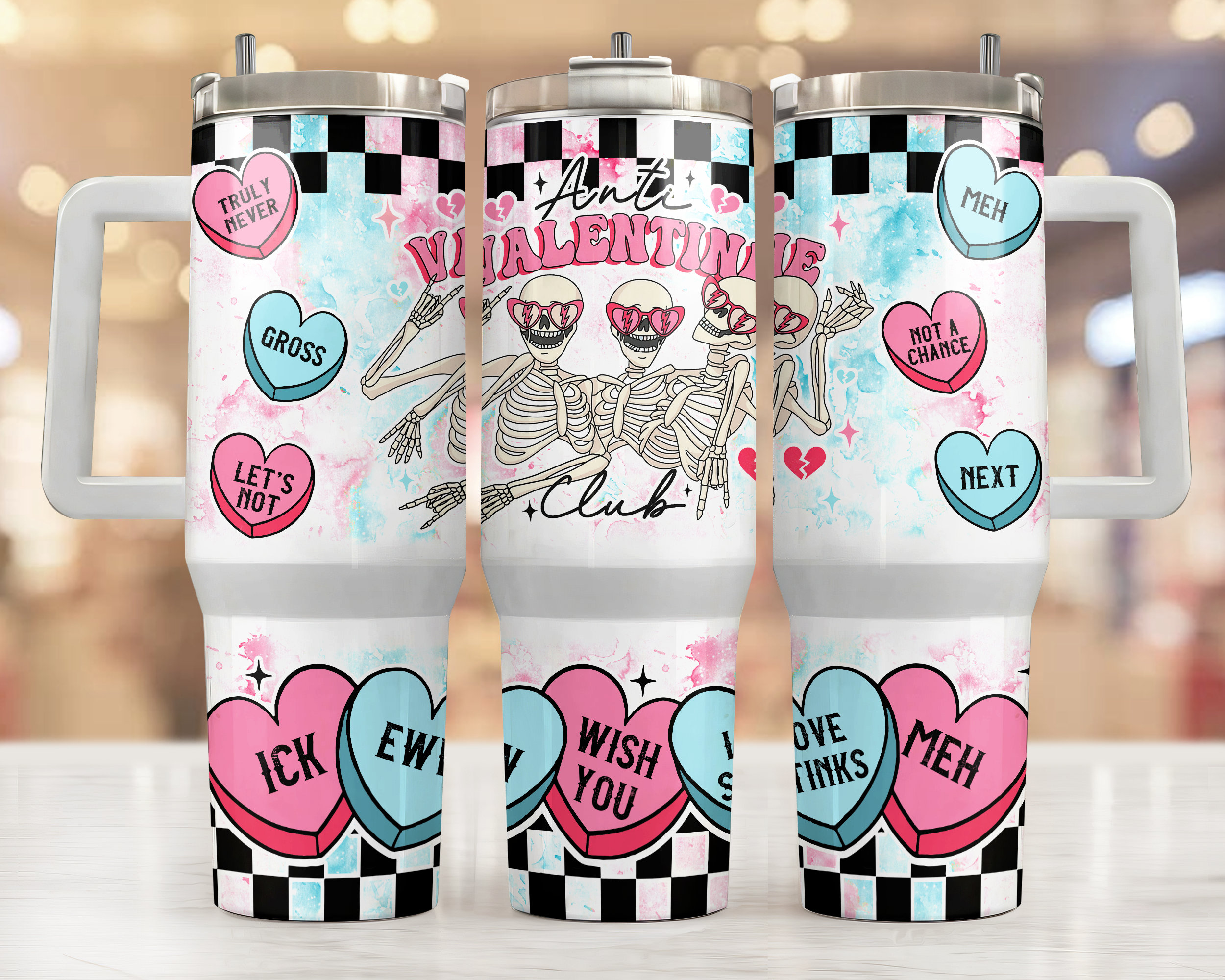 Cute Skull Valentine Gifts Custom Stanley Cup 40 oz 30 oz Tumbler With HandleTVC2301955