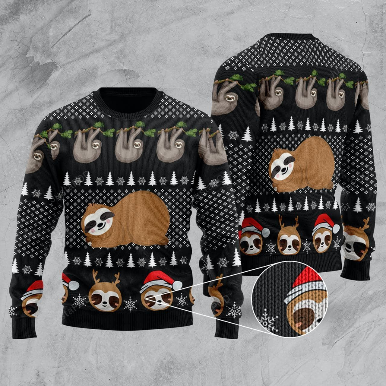 Cute Sloth Santa Ugly Christmas Sweater Adult 3D Funny Matching for family