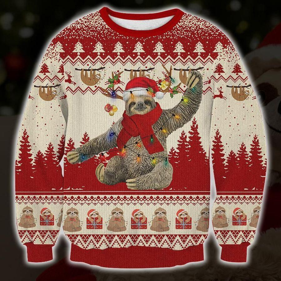 Cute Sloth Ugly Christmas Sweater Adult 3D Funny Matching for family