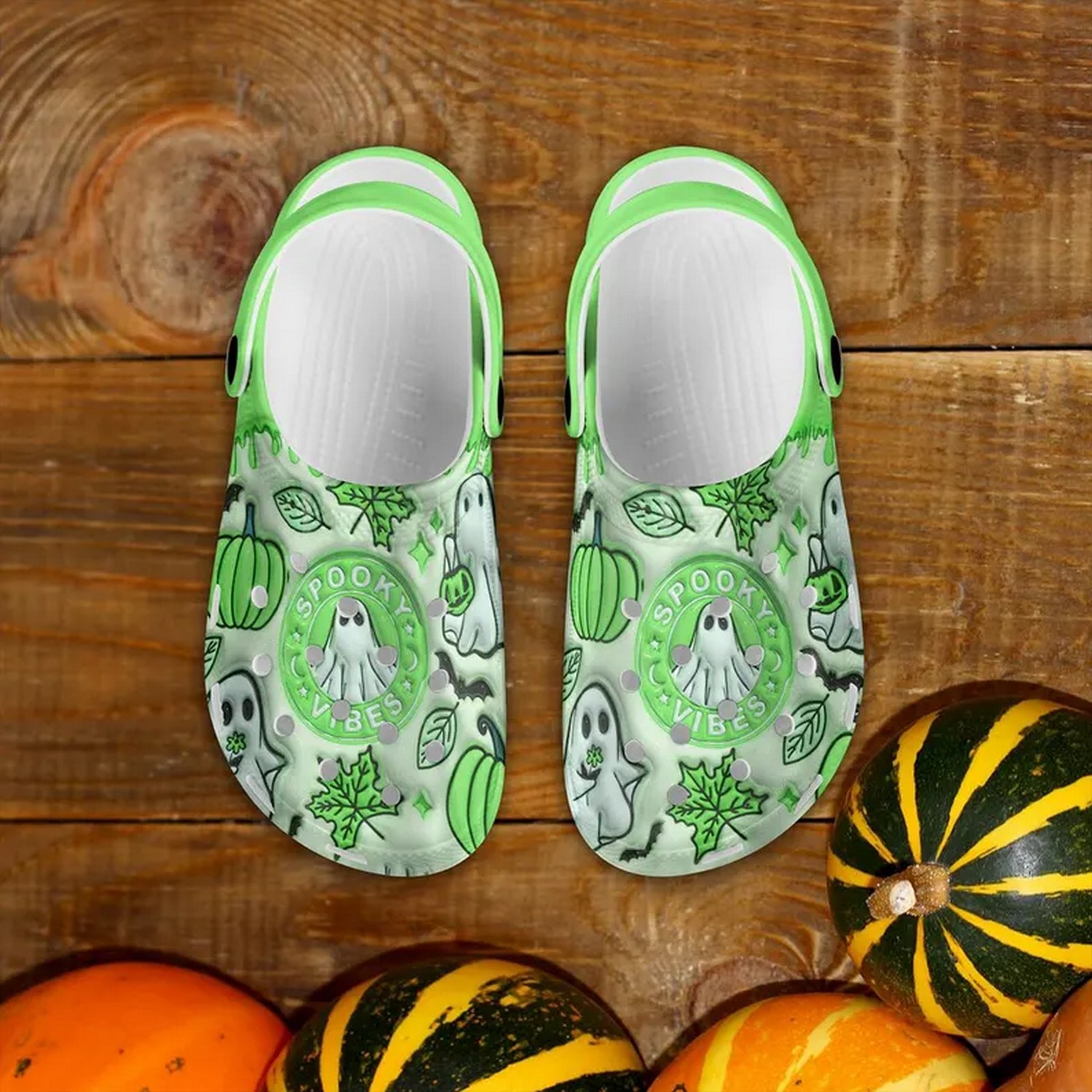 Cute Spooky Vibes Happy Halloween Crocs Crocband Clogs Shoes Comfortable For Men Women and Kids