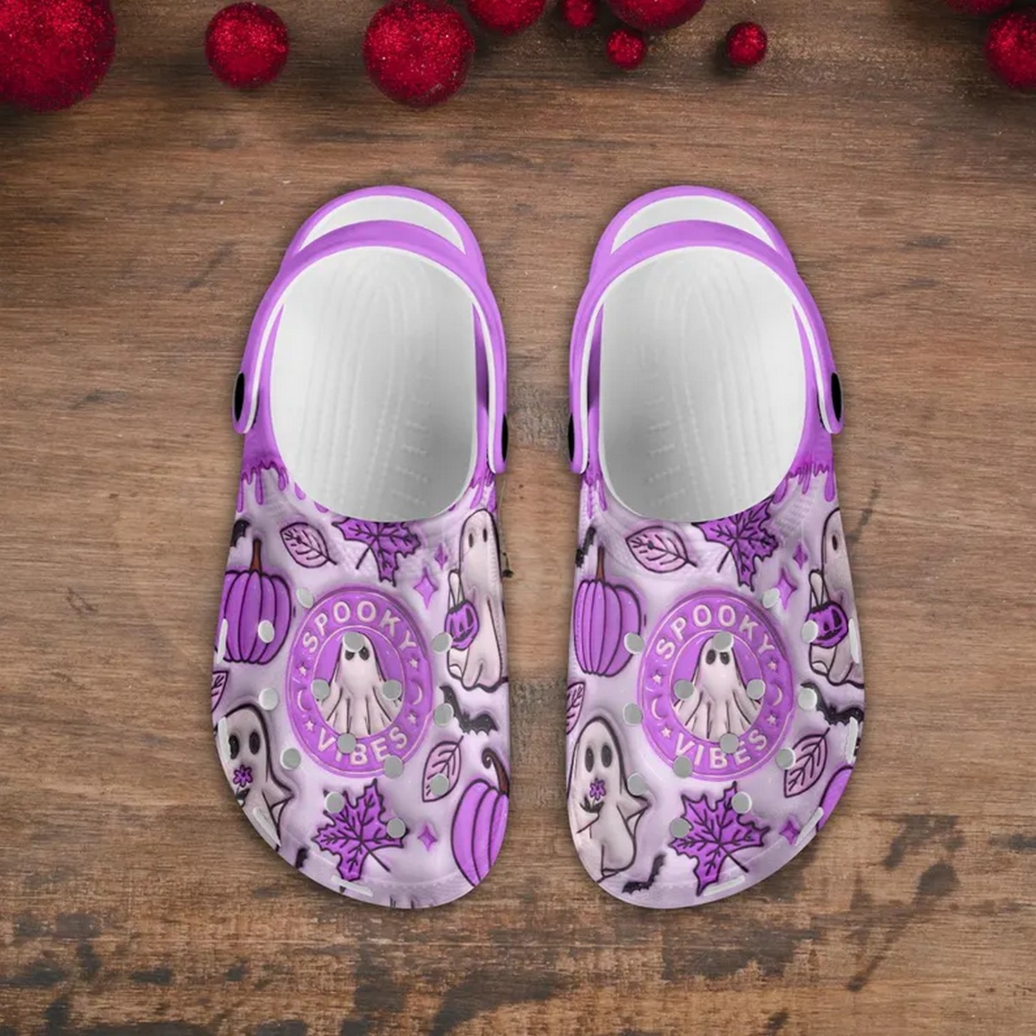 Cute Spooky Vibes Happy Halloween Crocs Crocband Clogs Shoes Comfortable For Men Women and Kids