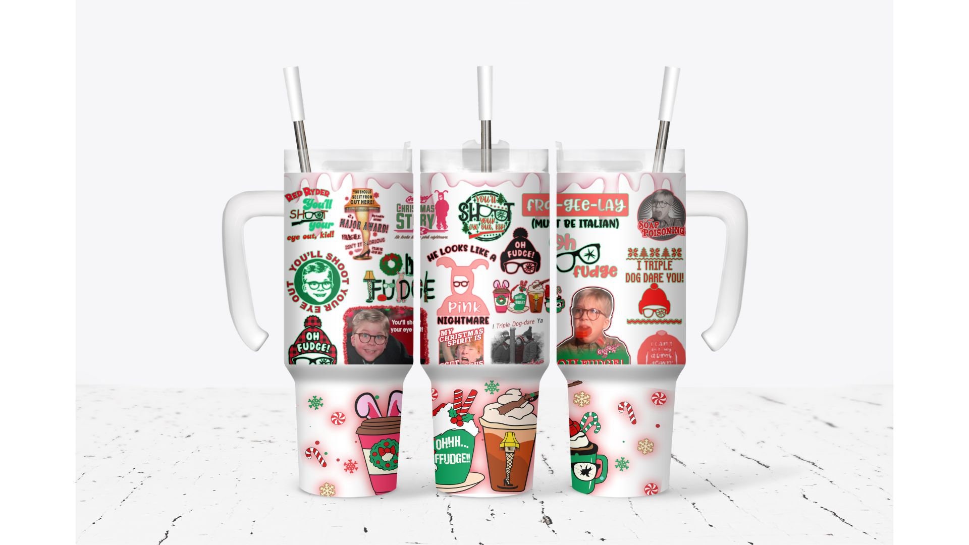 Cute Sticker Christmas Story TV Series Custom Stanley Cup 40 oz 30 oz Tumbler With HandleTVC2301932