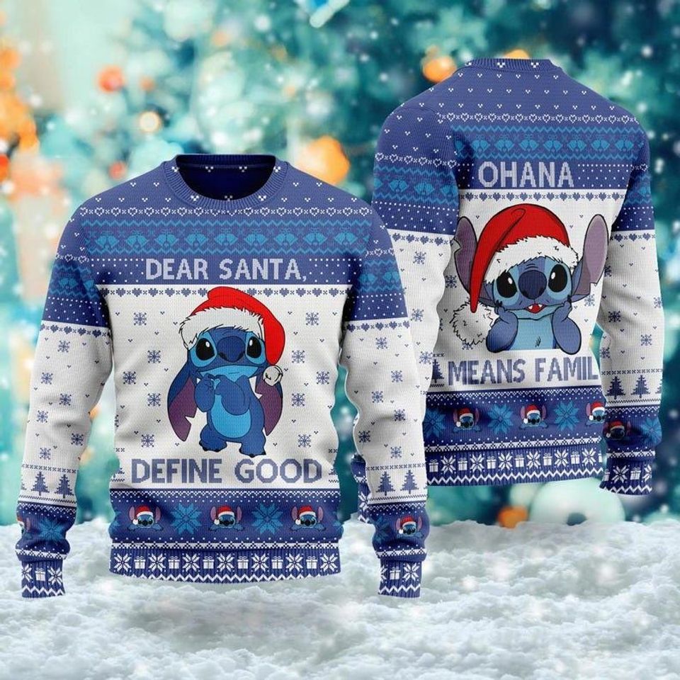 Cute Stitchmas Ugly Christmas Sweater, Dear Santa Define Good Xmas