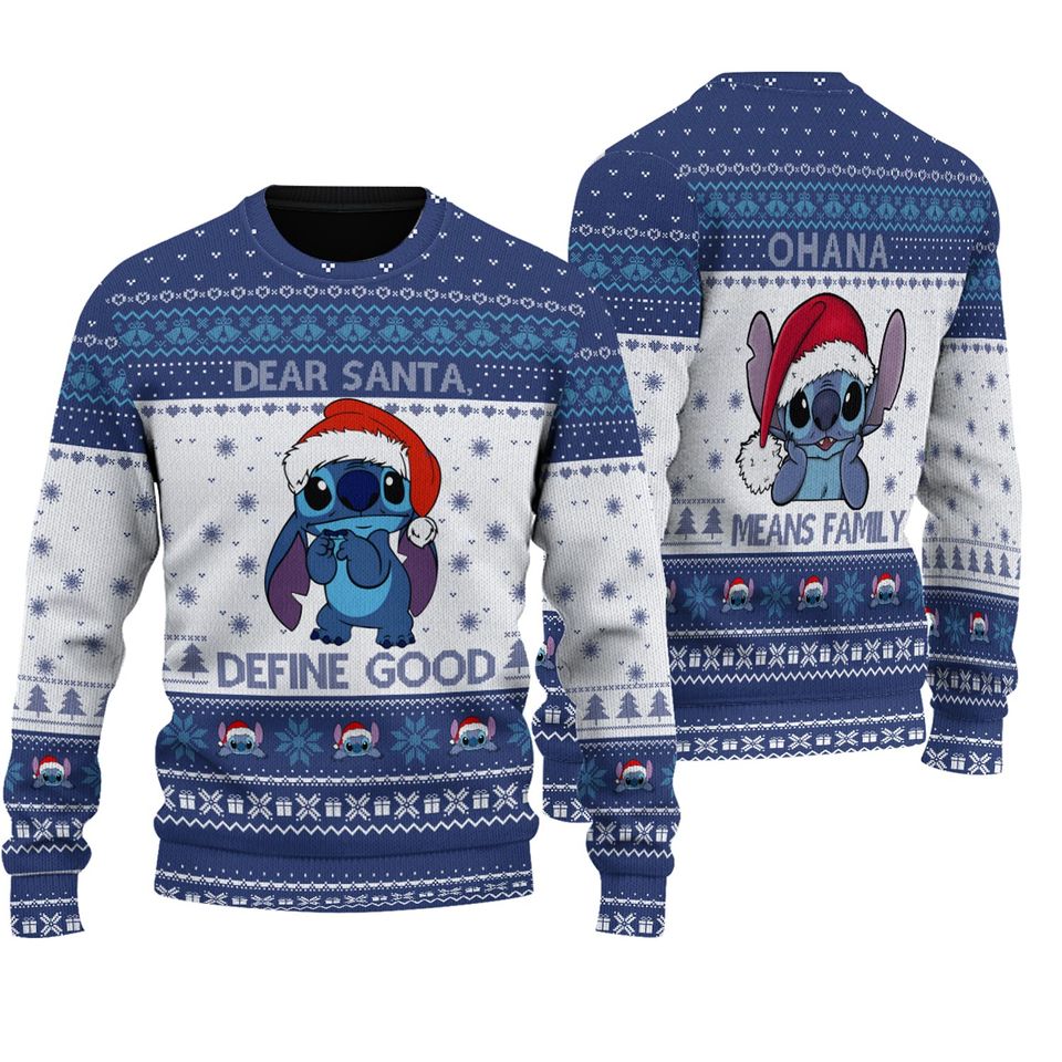 Cute Stitchmas Ugly Christmas Sweater, Dear Santa Define Good Xmas Ugly Sweatshirts