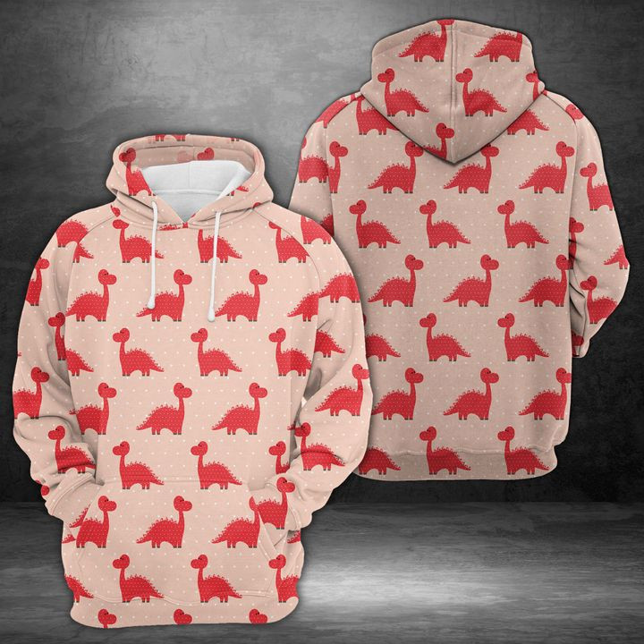 Cute Textile Dinosaur 3D All Over Print Hoodie, Zip Hoodie