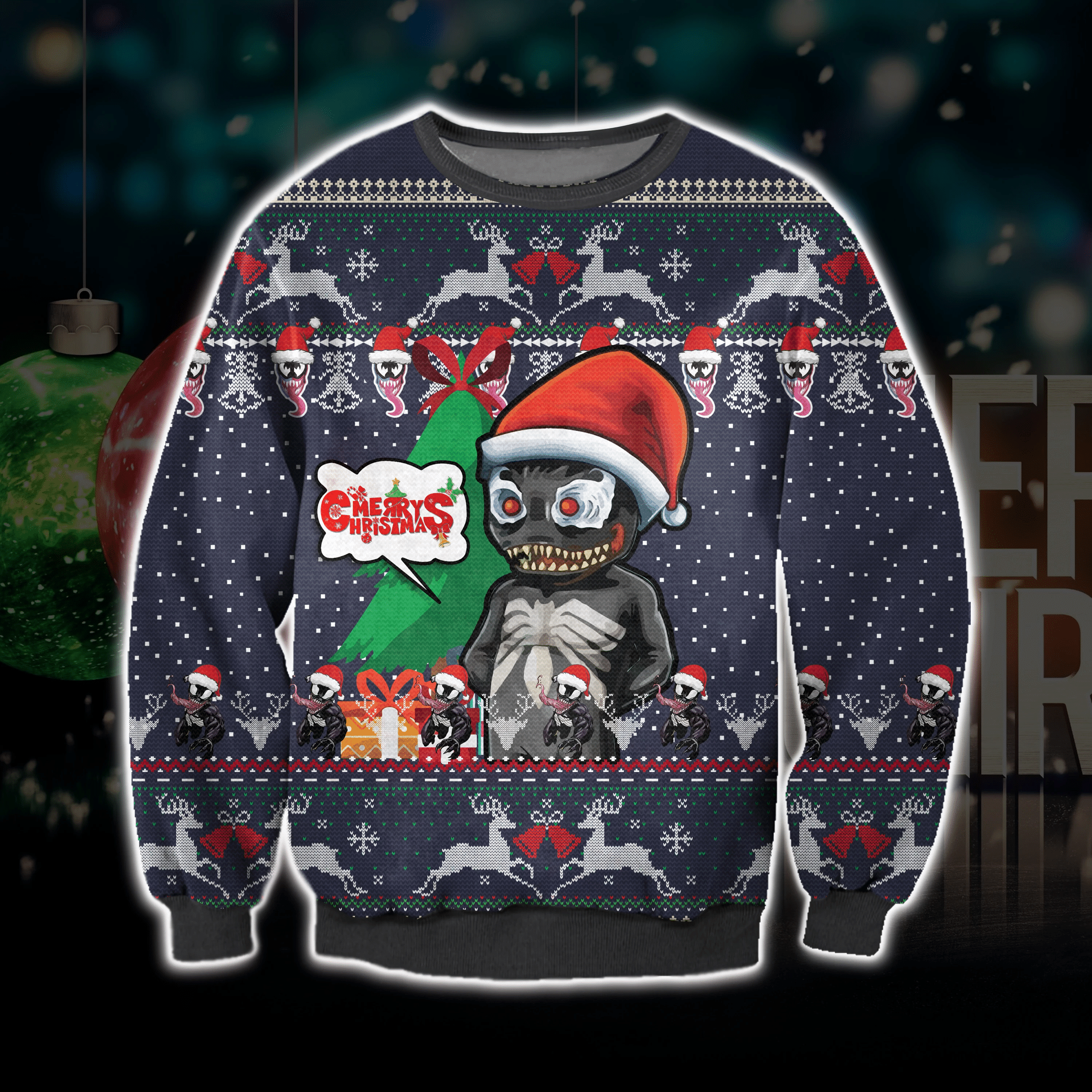Cute Venom Ugly Christmas Sweater Adult 3D Funny Matching for family