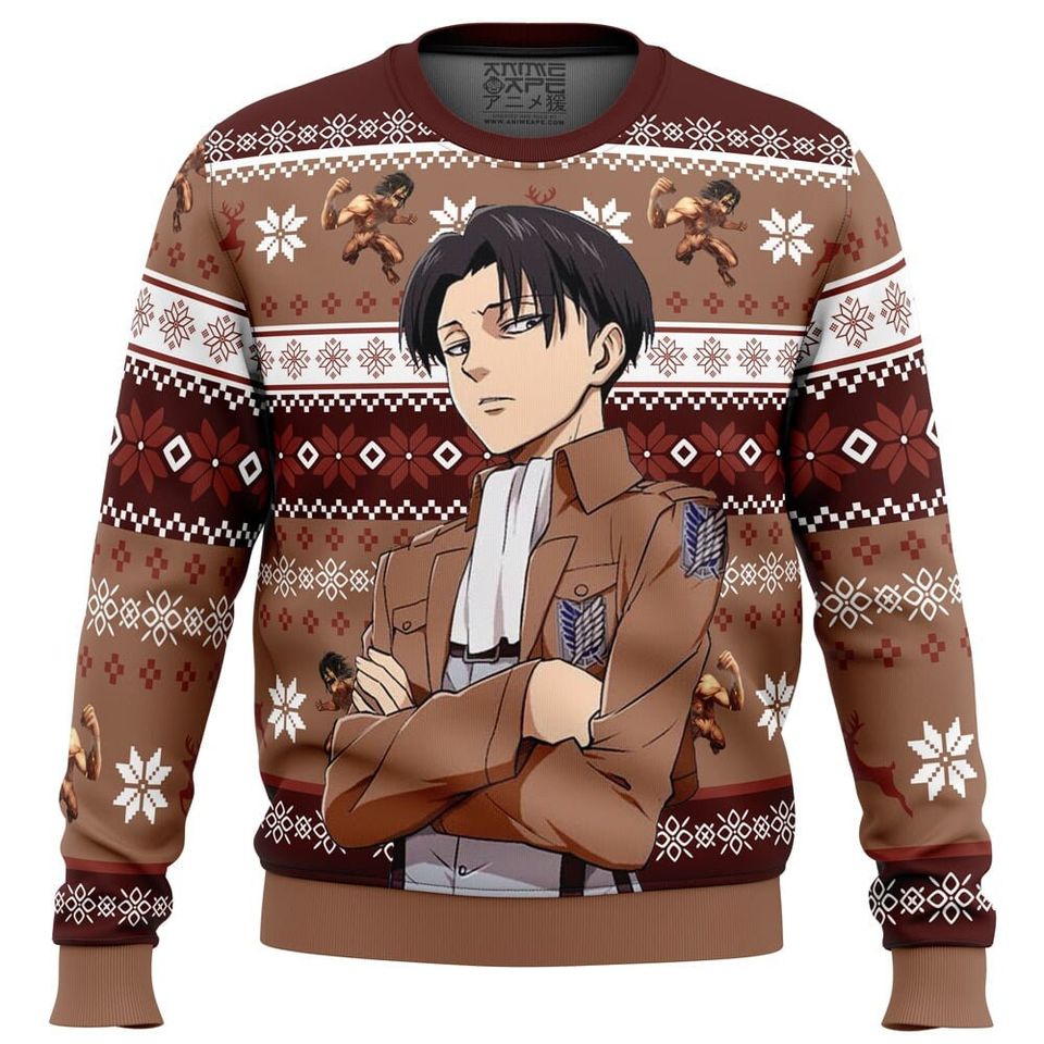 Cute Xmas Ugly Sweater Levi AOT Ugly Christmas Sweater